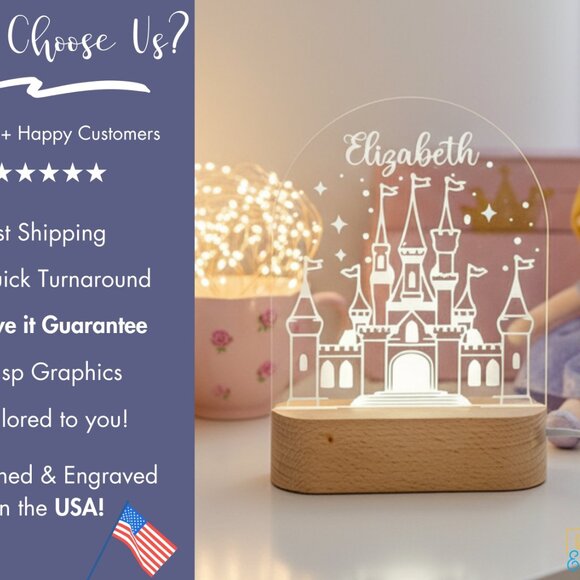 Personalized Castle Night Light – Custom LED Lamp for Kids - Picture 4 of 8